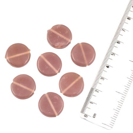 Handmade Lavender Coin Shaped Loose Glass Beads For Making Jewelry (12 in Pack)