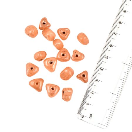 Peach Triangle Shape Loose Glass Beads For Making Jewelry (12 in Pack)