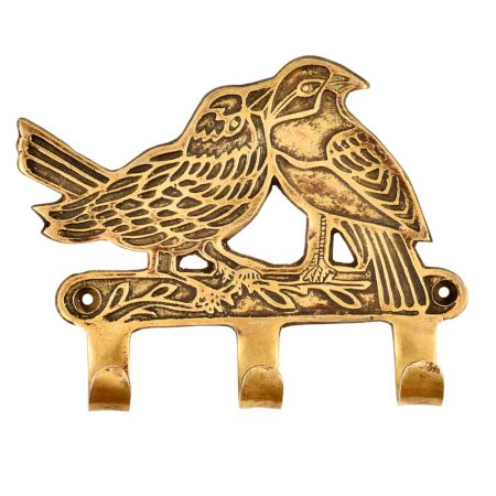 Two Brass Robbins on a Branch Bird with three Hooks