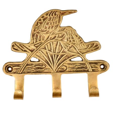 Brass Birds Wall Decorative Three Wall Hook Rack