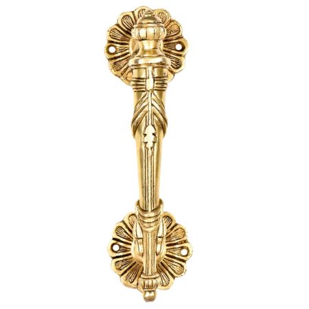 Ehnic Carved Brass Flower Base Door Handle For Main Door