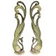 Brass Indian Peacock Door Handles With Green Patina