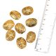 Golden Aluminum Loose Engraved Geometric Design Coin Oval Jewelry Beads (10 in Pack)
