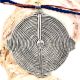 Silver Aluminum Metal Tribal Spiral Round Disc Pendant Necklace