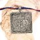 Aluminum Metal  Pendant Square Shape With Flower Carved And Leafy Border