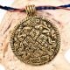 Round Tribal Embossed Floral Design On Golden Aluminum Pendant Necklace