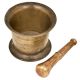 Indian Brass Mortar And Pestle