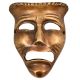 Brass Tragedy Theater Mask Wall HangingÂ With Tiny Expression Lines