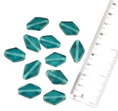 Sea Green Hand Made Kite Shaped Glass Jewelry Making Loose Beads (12 in Pack)