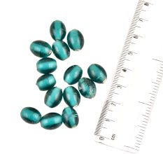 Pine Green Transparent Barrel Egg Shaped Handmade Loose Glass Jewelry Making Seeds (12 in Pack)