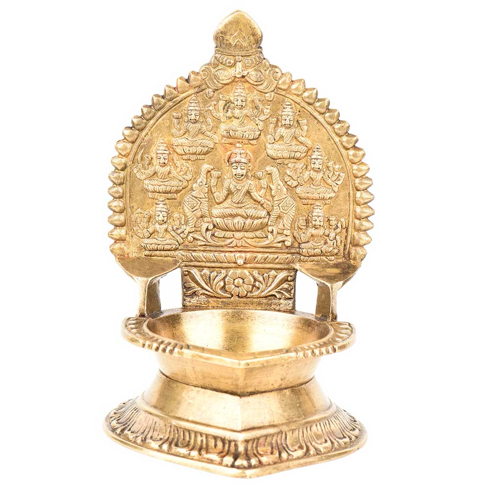 South Indian Gaj Laxmi Brass Oil Lamp