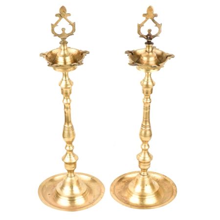 Traditional Karaikudi Vilakku  Brass (Pair) Oil Lamps