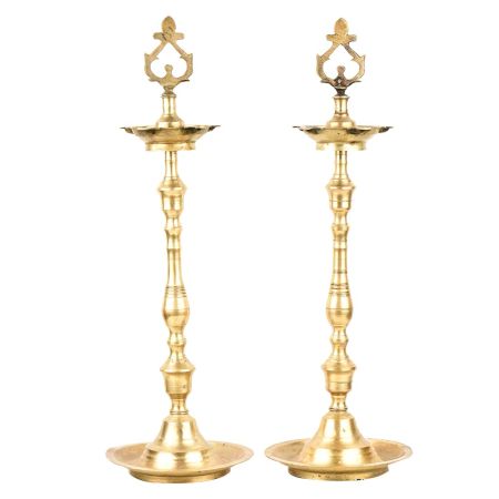 Traditional Karaikudi Vilakku  Brass (Pair) Oil Lamps