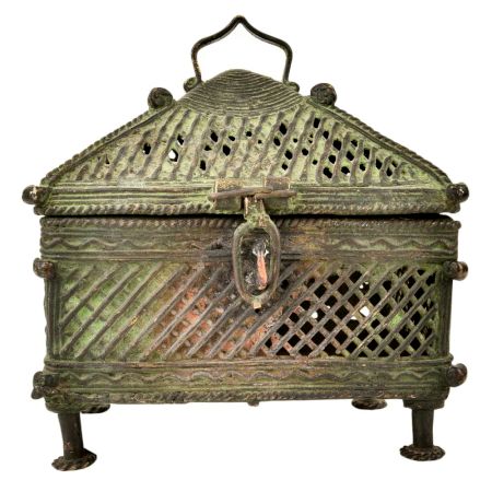 Tribal Jali Hut Brass Jewellery Box