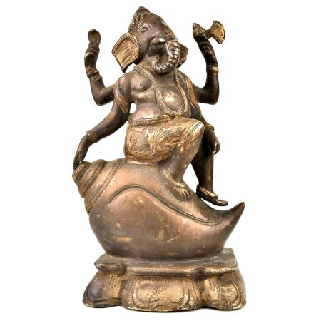 Brass Shankh Conch Ganesh Chaturthi Idol GaneshaÂ Statue