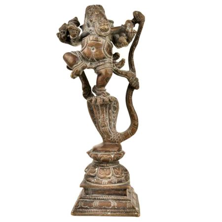 Brass Lord Ganesha Dancing on Sheshnag Home Decoration Statue