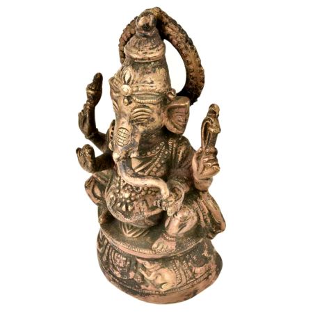 Brass Ganesha Murti Sitting Statue With Mooshak