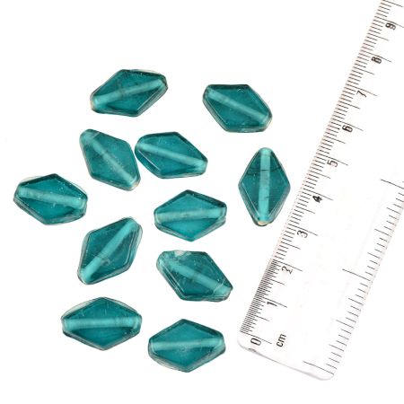 Sea Green Hand Made Kite Shaped Glass Jewelry Making Loose Beads (12 in Pack)
