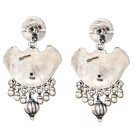 92.5 Sterling Silver Indian Royal Peacocks Pendant Necklace