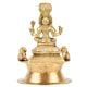 Brass Indian Oil Lamp with Goddess Mariamman Seated With Two Lions