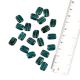Pine Green Rectangle With Curved Edges Loose Glass Beads For Making Jewelry (12 in Pack)