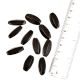 Black Hand Painted Rice Grain Long Oval Shaped Loose Glass Jewelry Beads (12 in Pack)