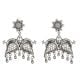 92.5 Sterling Silver Earrings With Peacock Motif And Flower Stud