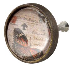 Butterfly Inside  carte postale Round Iron Glass Cabinet Knobs