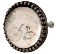 Carte Postale Bicycle Inside  Round Iron Glass Cabinet Knobs