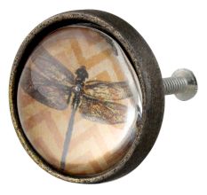 Elegant Dragonfly Inside Round Iron Glass Drawer Knobs