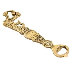 Brass Bottle Opener With Abstract Tiger And Floral Pattern