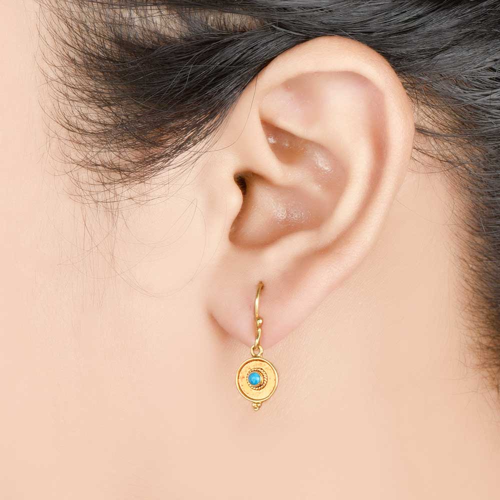 Tuquoise Daily Wear Gold Earrings Wire Drop Earrrings