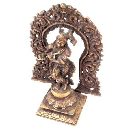Standing Krishna Statue With Floral Prabhavali