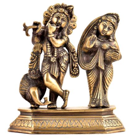 Brass Radha KrishnaÂ Hindu Worship Statue
