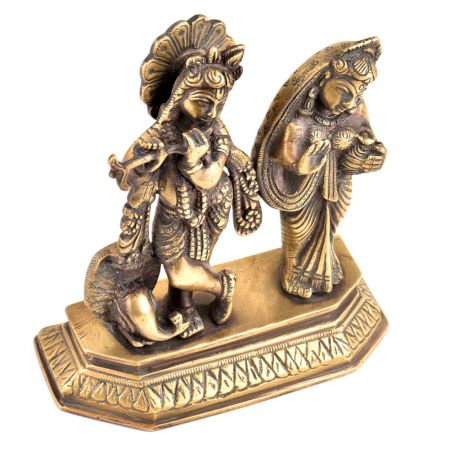 Brass Radha KrishnaÂ Hindu Worship Statue