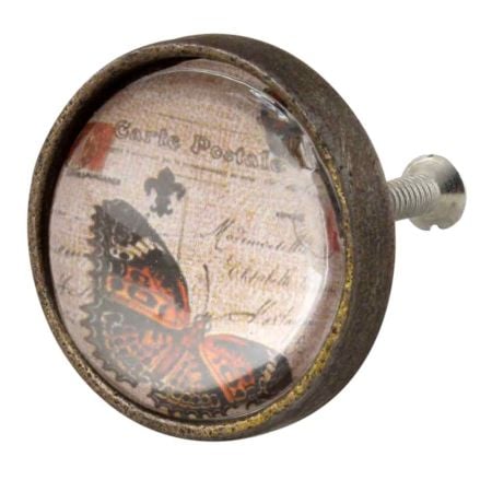 Butterfly Inside  carte postale Round Iron Glass Cabinet Knobs