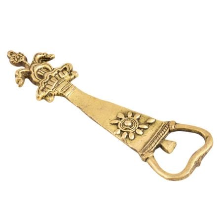 Brass Bottle Opener With Tribal Flower Design on Top