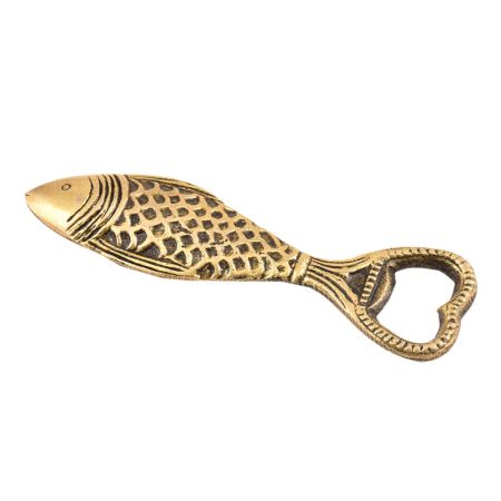 Brass Fish Bottle Opener Tribal Design