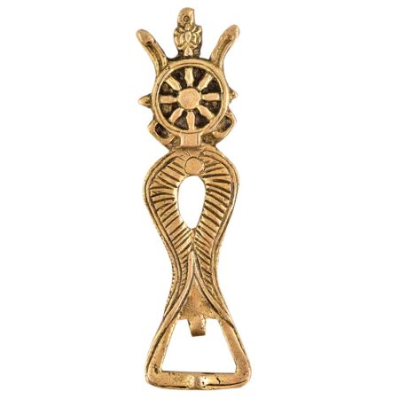 Brass Bottle Opener With Wheel and Flower on Top