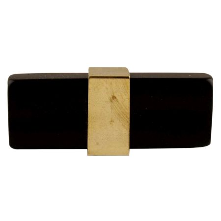 Black Resin And Brass Flat Cabinet Knob
