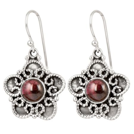 92.5 Sterling Silver Earrings Purple Jade Pure Silver Floral Dangle Earrings