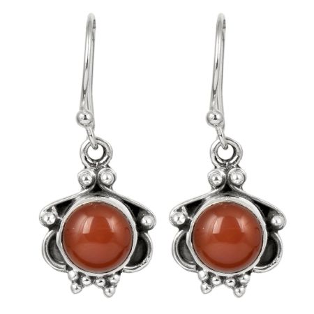 92.5 Sterling Silver Earrings Red Jasper Studded Fancy Earrings