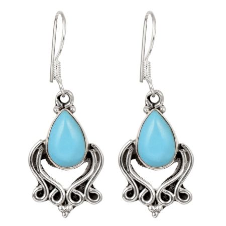 92.5 Sterling Silver Earrings Turquoise Dangle and Drop Earrings for Women