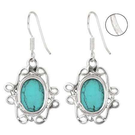 92.5 Sterling Silver Earrings Turquoise Dangle Earrings