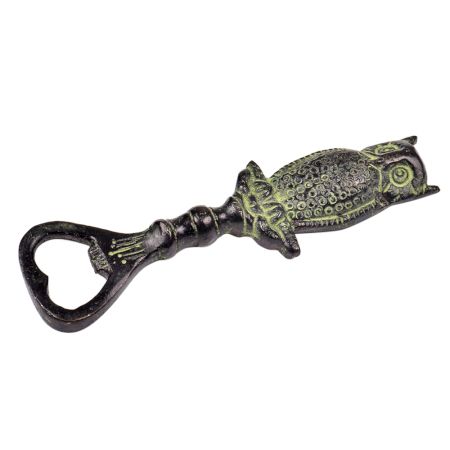 Brass Owl Bottle Opener Handcrafted Retro Barware With Patina Finish