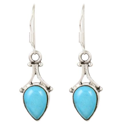 92.5 Sterling Silver Earrings Turquoise Teardrop Silver Drop Earrings