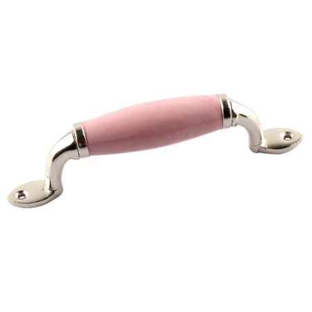 Pink Small Ceramic Silver Door Handles
