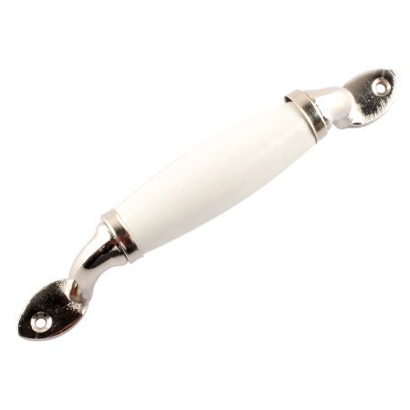White Small Ceramic Silver Door Handles