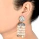 92.5 Sterling Silver Pearl Tassel Jhumkas Earrings With Engraved Floral Stud