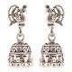 925 Sterling Silver Earrings Peacock on Top Base Floral Design Traditional Jhumkies